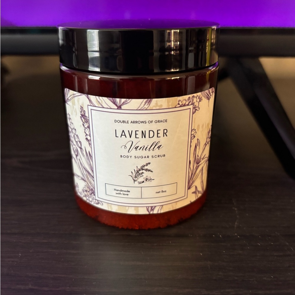 Lavender Vanilla Sugar Scrub 8oz, Handmade Exfoliating Spa Skincare Gift